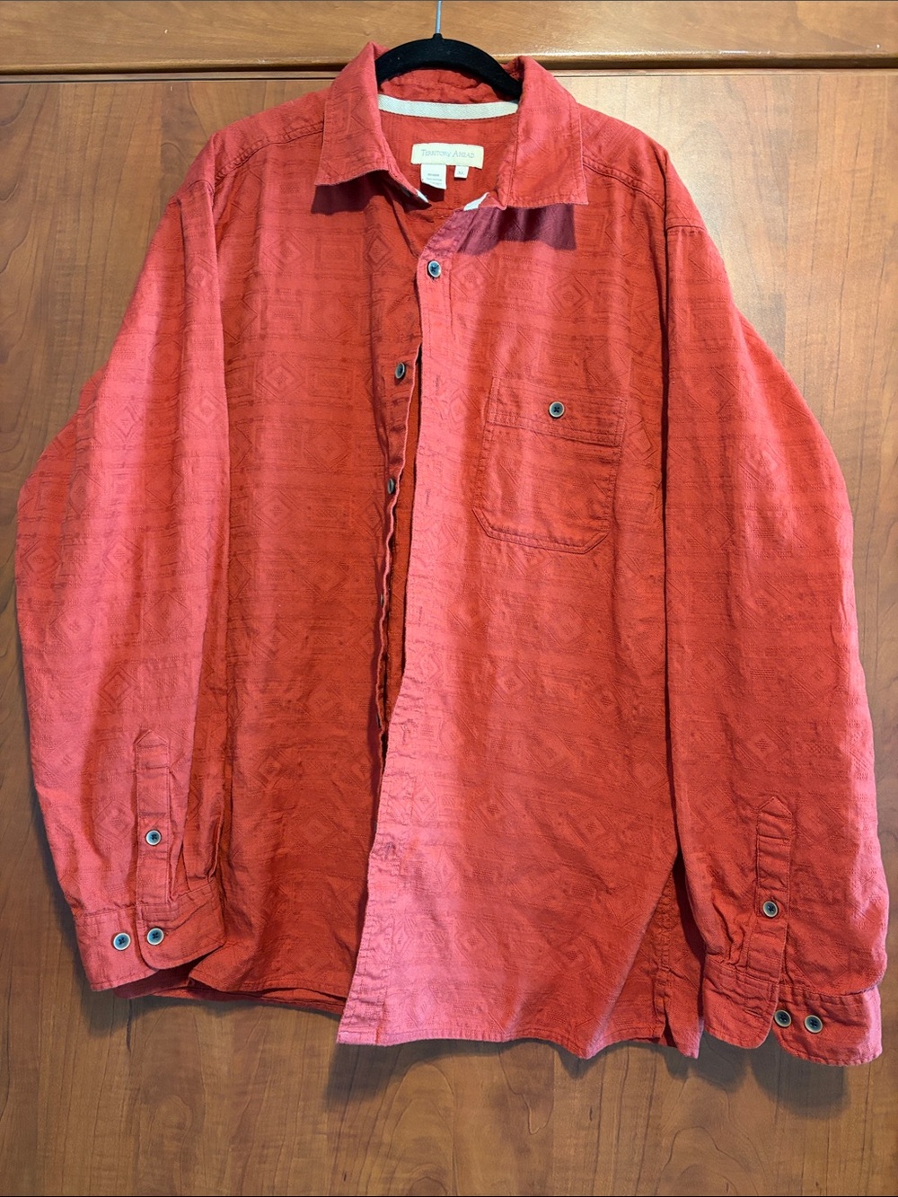 The Territory Ahead Textured Burnt-Orange Button Down Shirt